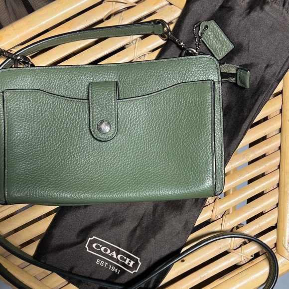 Coach Olive Green Leather Crossbody Bag - Picture 1 of 12